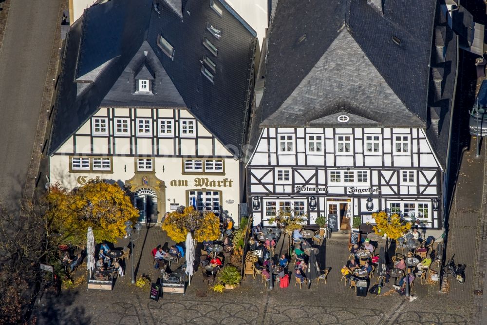 Brilon from the bird's eye view: Center market in Brilon at Sauerland in the state North Rhine-Westphalia, Germany