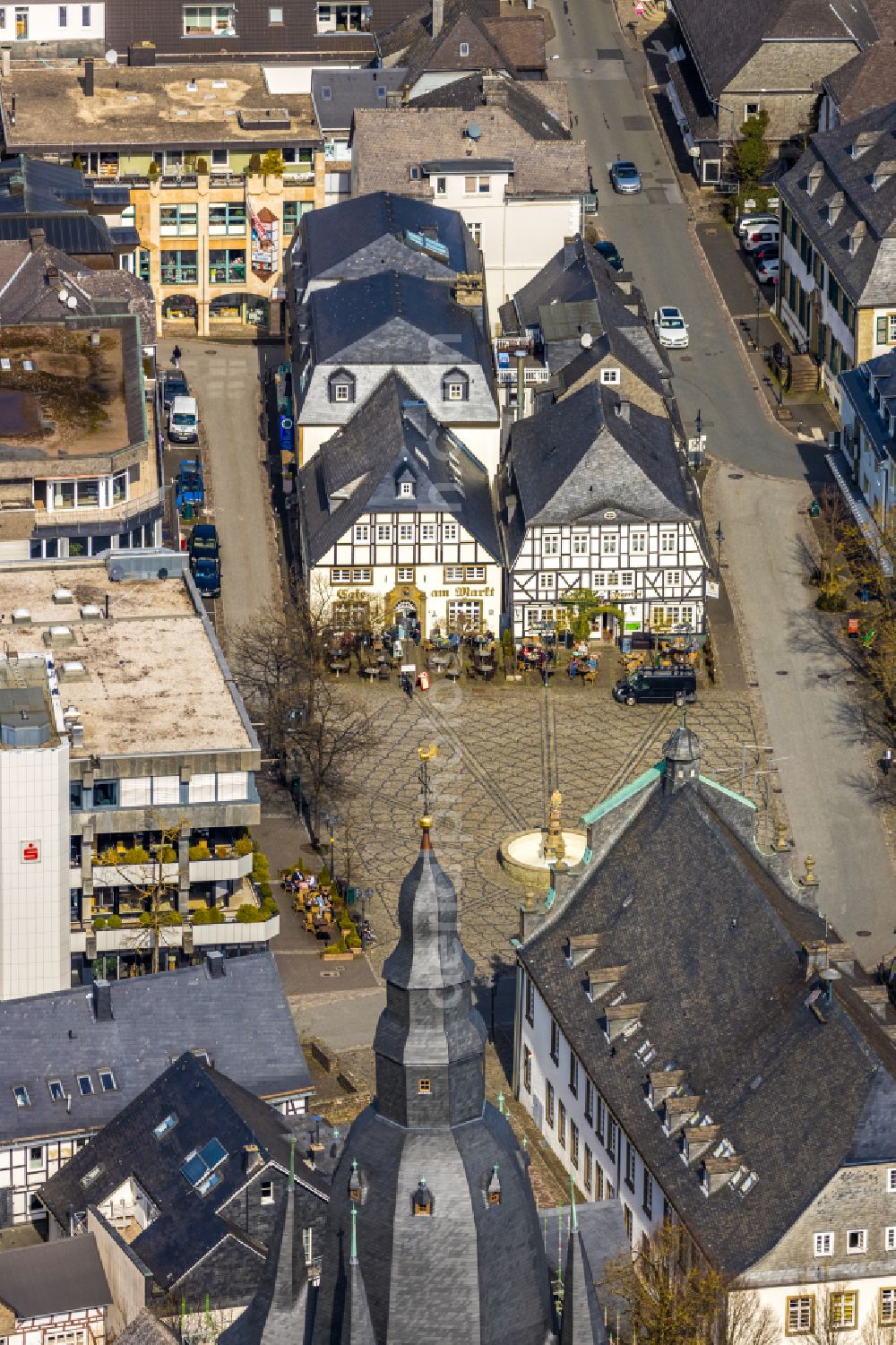 Aerial photograph Brilon - Center market in Brilon at Sauerland in the state North Rhine-Westphalia, Germany