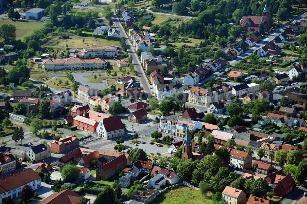 Aerial image Großräschen - Center market in Grossraeschen in the state Brandenburg, Germany