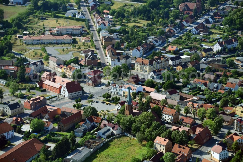 Aerial photograph Großräschen - Center market in Grossraeschen in the state Brandenburg, Germany