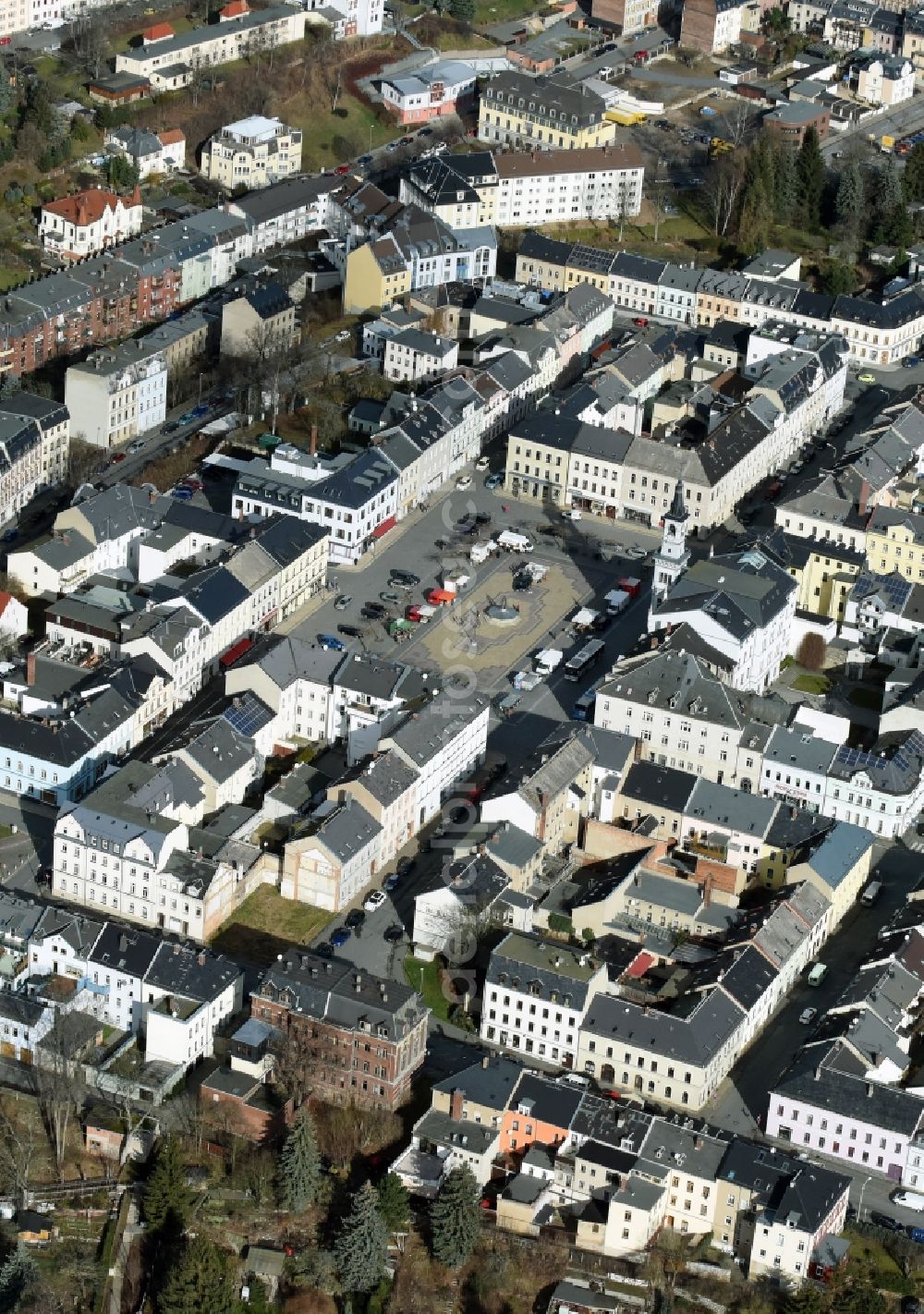 Aerial image Oelsnitz/Vogtl. - Center market in Oelsnitz/Vogtl. in the state Saxony