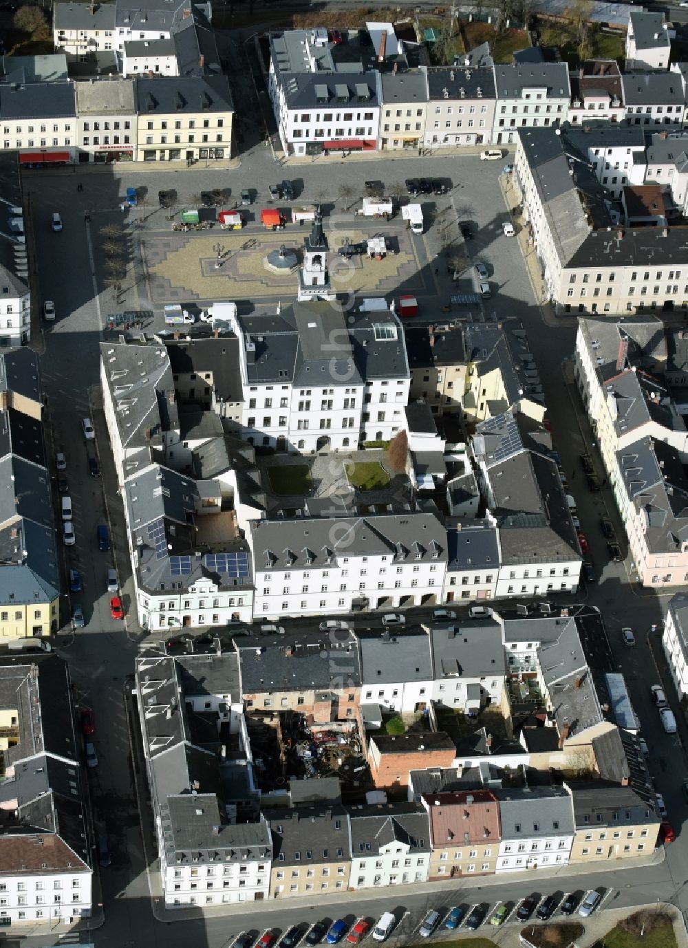 Oelsnitz/Vogtl. from the bird's eye view: Center market in Oelsnitz/Vogtl. in the state Saxony