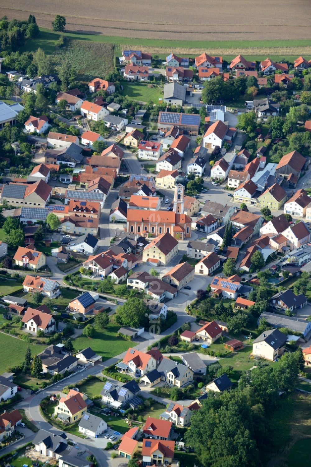 Aerial image Painten - Center market in Painten in the state Bavaria