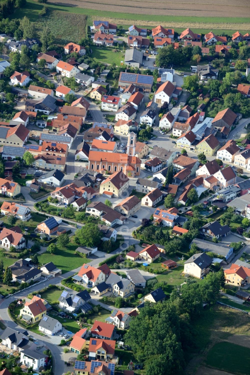 Aerial photograph Painten - Center market in Painten in the state Bavaria