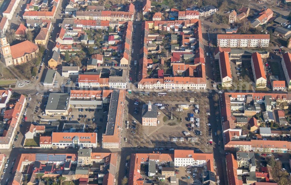 Aerial image Templin - Center market in Templin in the state Brandenburg, Germany