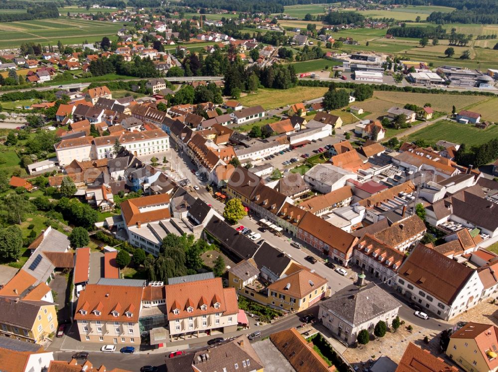 Stainz from the bird's eye view: Center market in Stainz in Steiermark, Austria