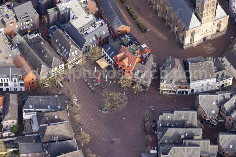 Straelen from above - Center market in Straelen in the state North Rhine-Westphalia, Germany