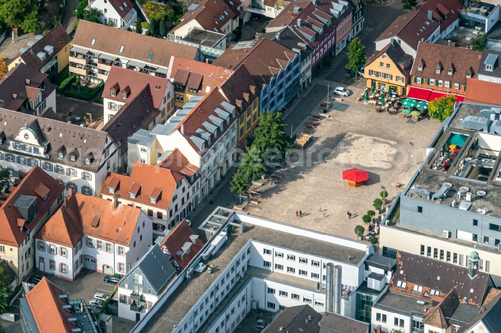 Aerial image Offenburg - Center market in Offenburg in the state Baden-Wurttemberg, Germany