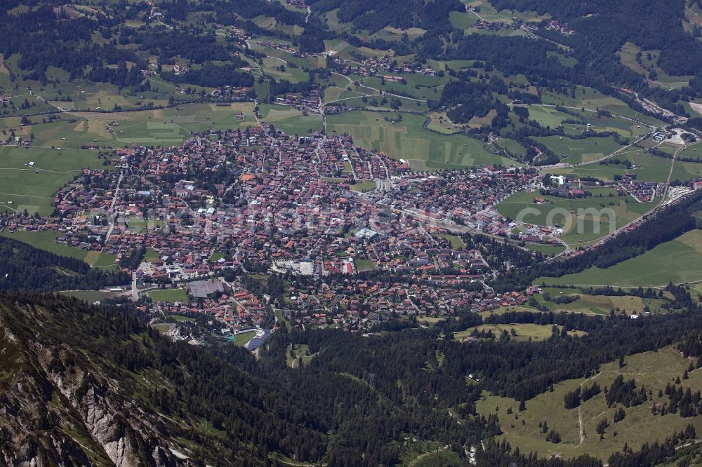 Oberstdorf from above - Center in Oberstdorf in Bavaria