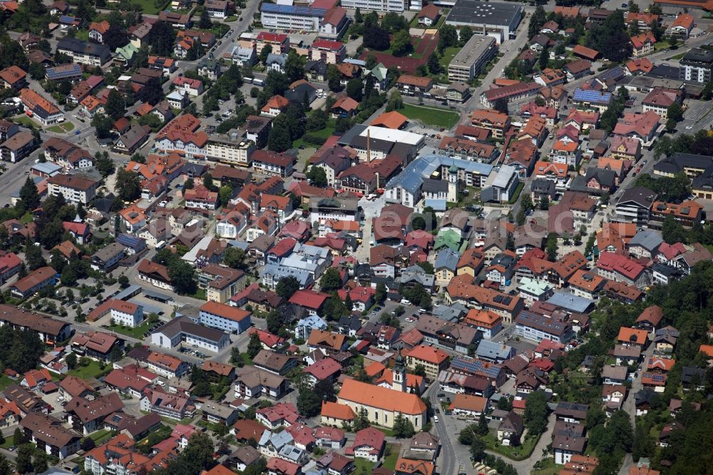 Oberstdorf from the bird's eye view: Center in Oberstdorf in Bavaria