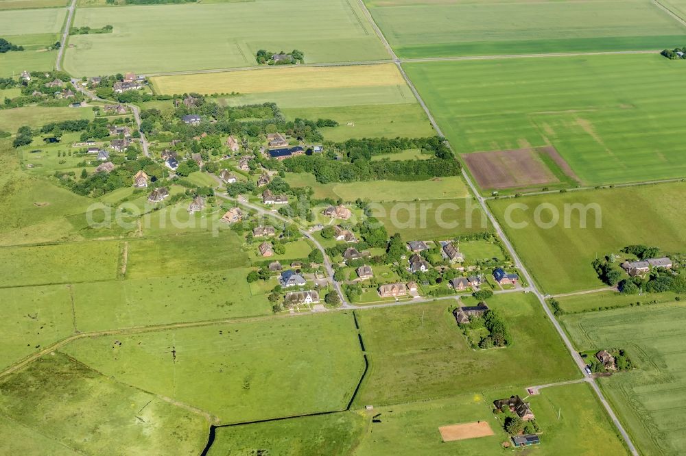 Sylt-Ost from above - Center on the seacoast of North Sea on Sylt Island in Morsum-Osterende in the state Schleswig-Holstein