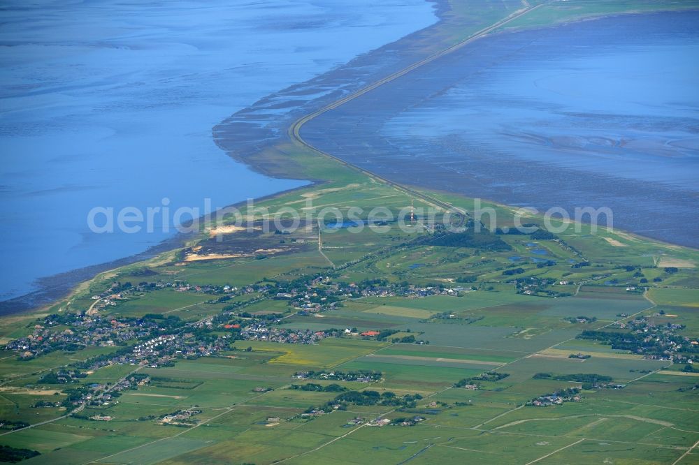 Aerial image Morsum - Center on the seacoast of North Sea on Sylt Island in Morsum in the state Schleswig-Holstein