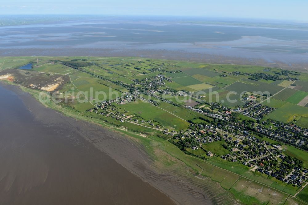 Aerial photograph Morsum - Center on the seacoast of North Sea on Sylt Island in Morsum in the state Schleswig-Holstein