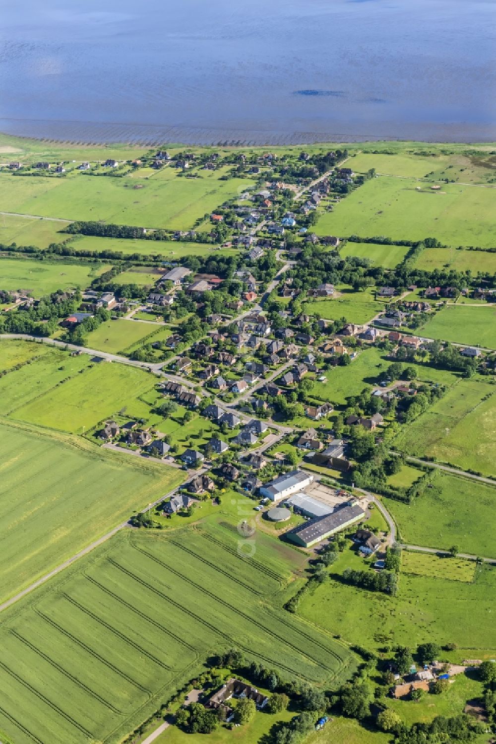 Aerial photograph Sylt-Ost - Center on the seacoast of North Sea on Sylt Island in Morsum in the state Schleswig-Holstein