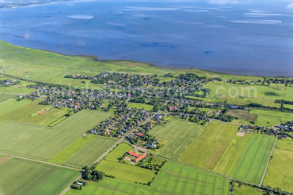 Aerial photograph Sylt-Ost - Center on the seacoast of North Sea on Sylt Island in Morsum in the state Schleswig-Holstein