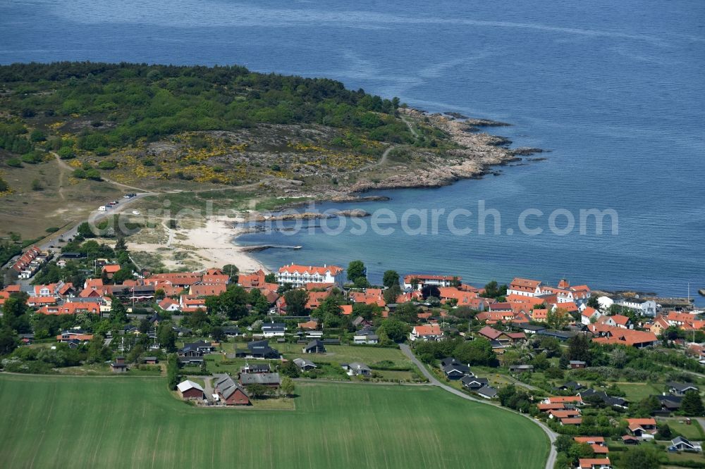 Aerial photograph Allinge- Sandvig - Center on the seacoast of Baltic Sea on Bornholm Island in Sandvig Sogn in Region Hovedstaden, Denmark