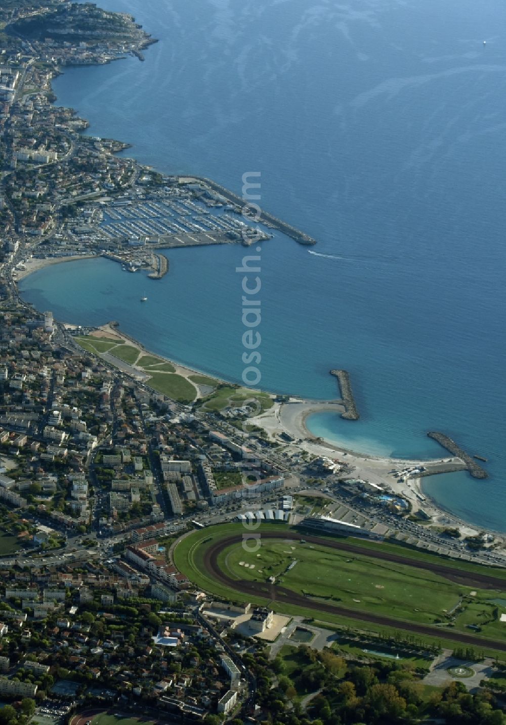 Marseille from above - Destrict- Center Bonneveine on the seacoast of Mediterranean Sea in Marseille in Provence-Alpes-Cote d'Azur, France