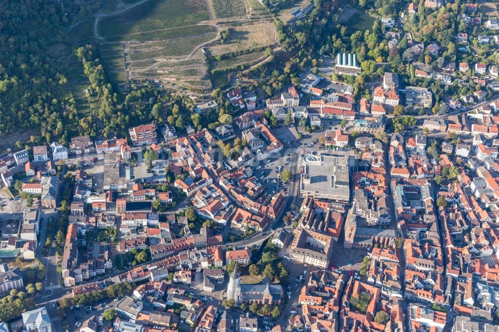 Aerial image Neustadt an der Weinstraße - Center market in Neustadt an der Weinstrasse in the state Rhineland-Palatinate, Germany