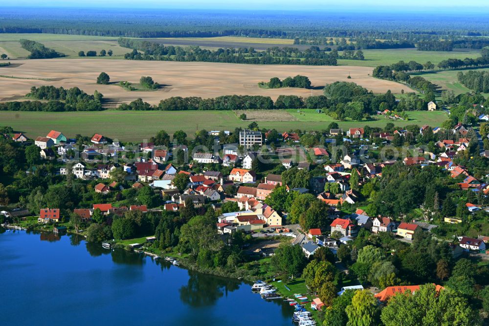 Flecken Zechlin from above - Village on the banks of the area lake of Schwarzer See in Flecken Zechlin in the state Brandenburg, Germany