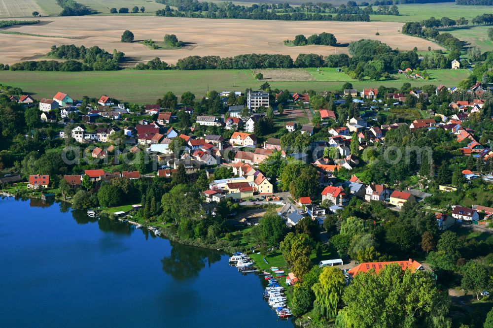 Aerial image Flecken Zechlin - Village on the banks of the area lake of Schwarzer See in Flecken Zechlin in the state Brandenburg, Germany