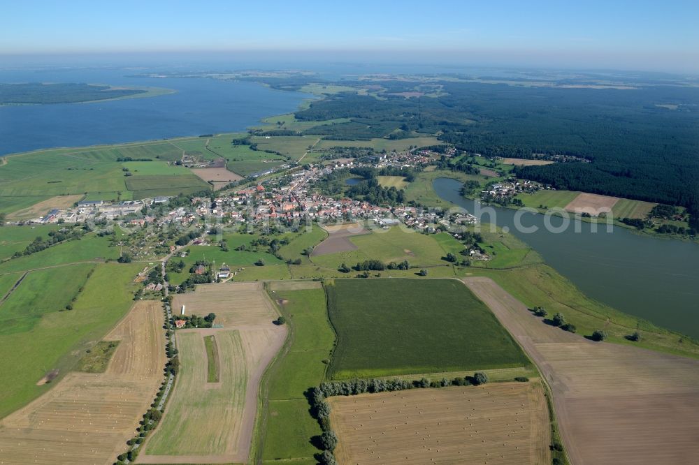 Usedom from above - Village on the banks of the area Achterwassers in the district Stolpe in Usedom in the state Mecklenburg - Western Pomerania