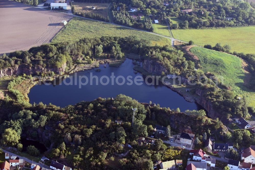 Aerial image Böhlitz - Village on the banks of the area old mining lake in Boehlitz in the state Saxony