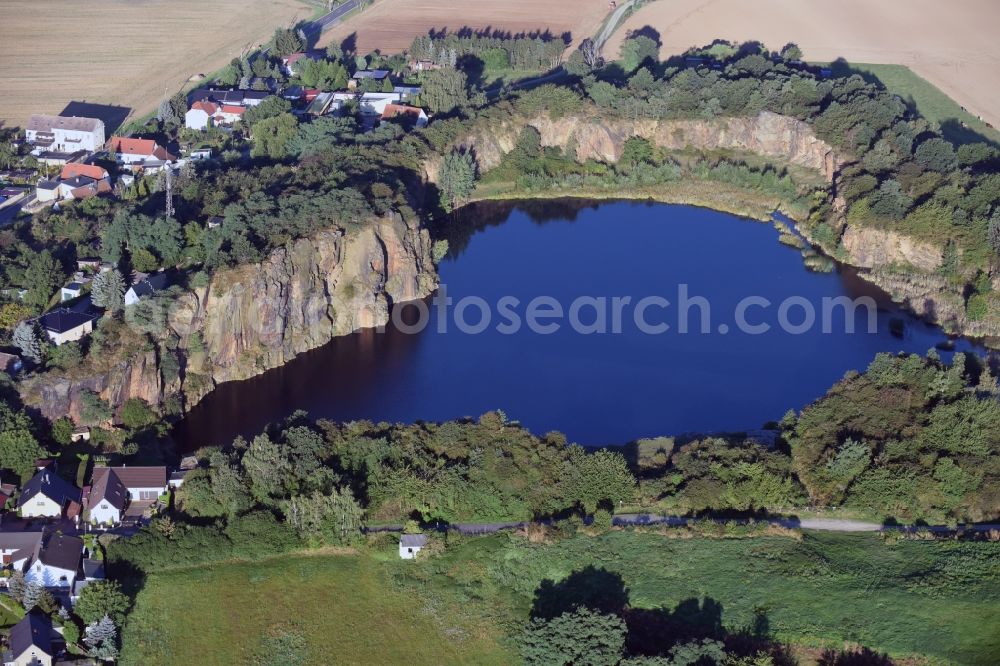 Böhlitz from above - Village on the banks of the area old mining lake in Boehlitz in the state Saxony