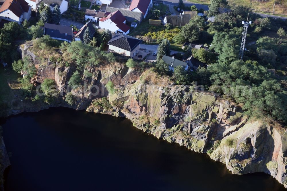 Böhlitz from above - Village on the banks of the area old mining lake in Boehlitz in the state Saxony