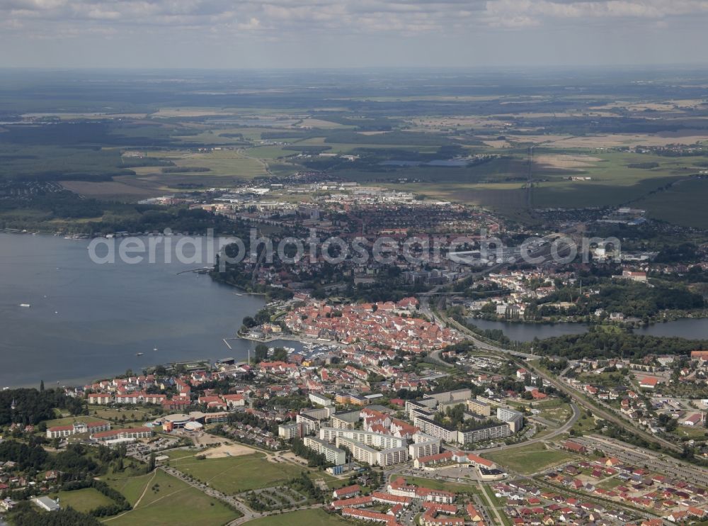 Waren (Müritz) from above - Village on the banks of the area Binnenmueritz in Waren ( Mueritz ) in the state Mecklenburg - Western Pomerania