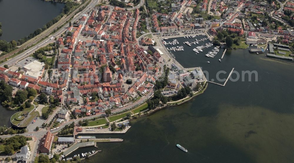 Waren (Müritz) from above - Village on the banks of the area Binnenmueritz in Waren ( Mueritz ) in the state Mecklenburg - Western Pomerania