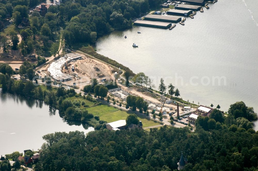 Waren (Müritz) from above - Village on the banks of the area Binnenmueritz in Waren ( Mueritz ) in the state Mecklenburg - Western Pomerania