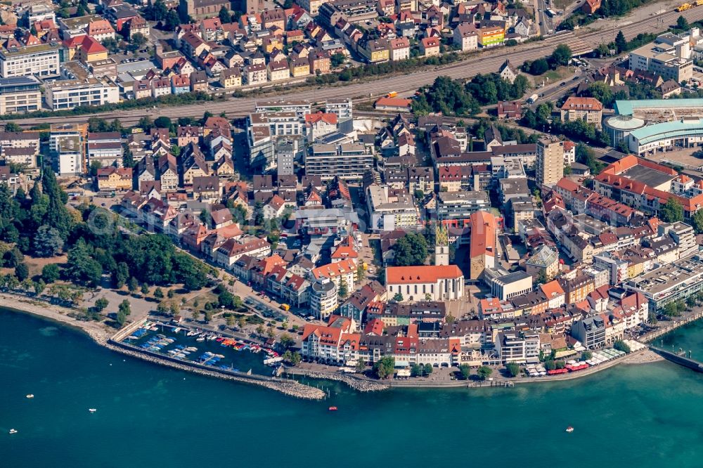 Aerial image Friedrichshafen - Village on the banks of the area Lake Constance in Friedrichshafen in the state Baden-Wurttemberg, Germany