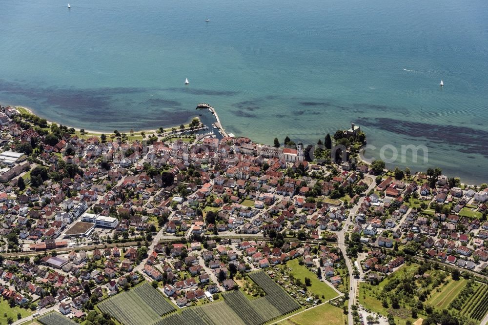 Langenargen from above - Village on the banks of the area Lake Constance in Langenargen in the state Baden-Wuerttemberg, Germany