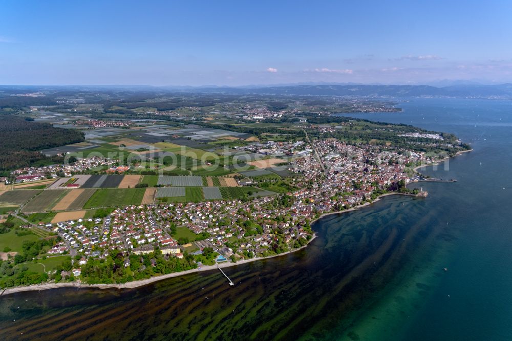 Langenargen from above - Village on the banks of the area Lake Constance in Langenargen at Bodensee in the state Baden-Wuerttemberg, Germany