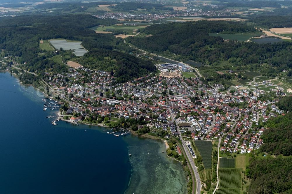 Ludwigshafen from above - Village on the banks of the area of Lake of Constance in Ludwigshafen in the state Baden-Wurttemberg, Germany