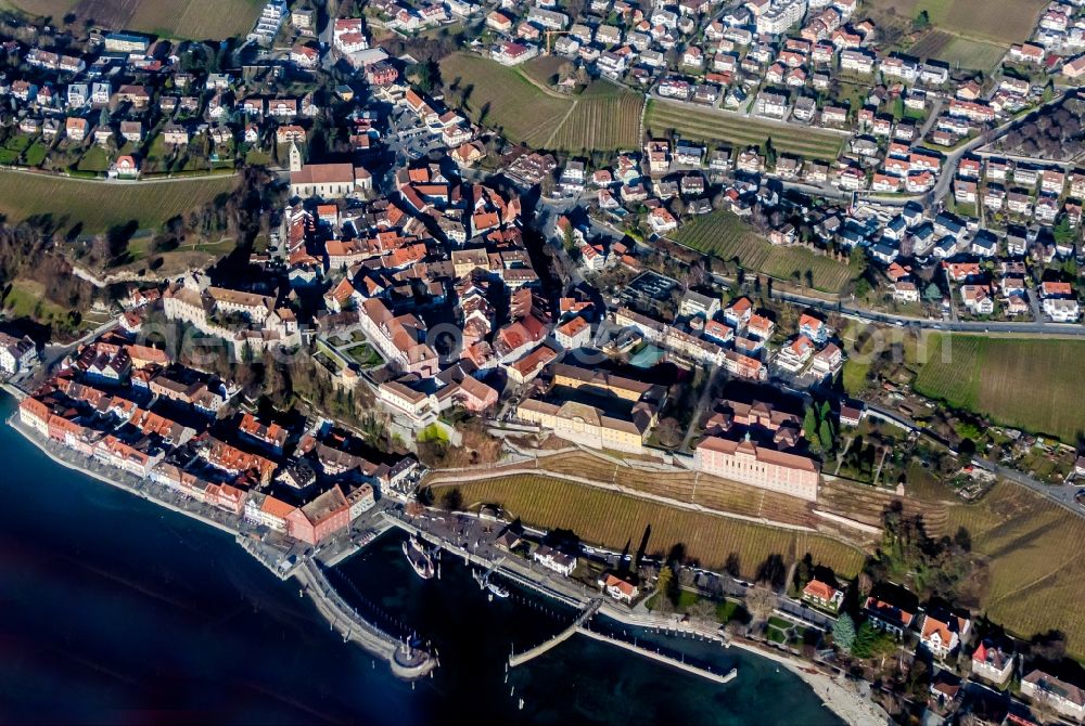 Meersburg from above - Village on the banks of the area Bodensee in Meersburg in the state Baden-Wuerttemberg