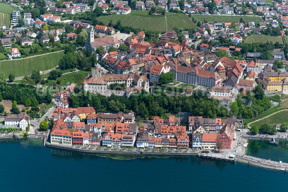 Meersburg from above - Village on the banks of the area Lake Constance in Meersburg in the state Baden-Wuerttemberg