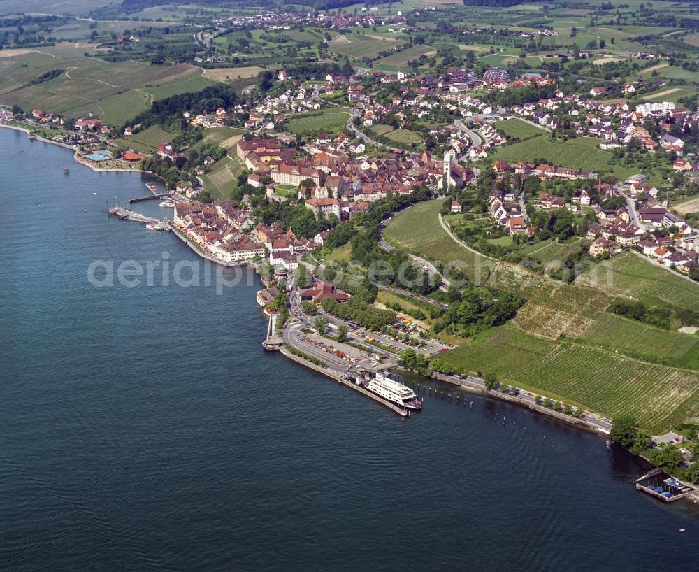 Meersburg from above - Village on the banks of the area of Lake of Constance in Meersburg in the state Baden-Wurttemberg, Germany