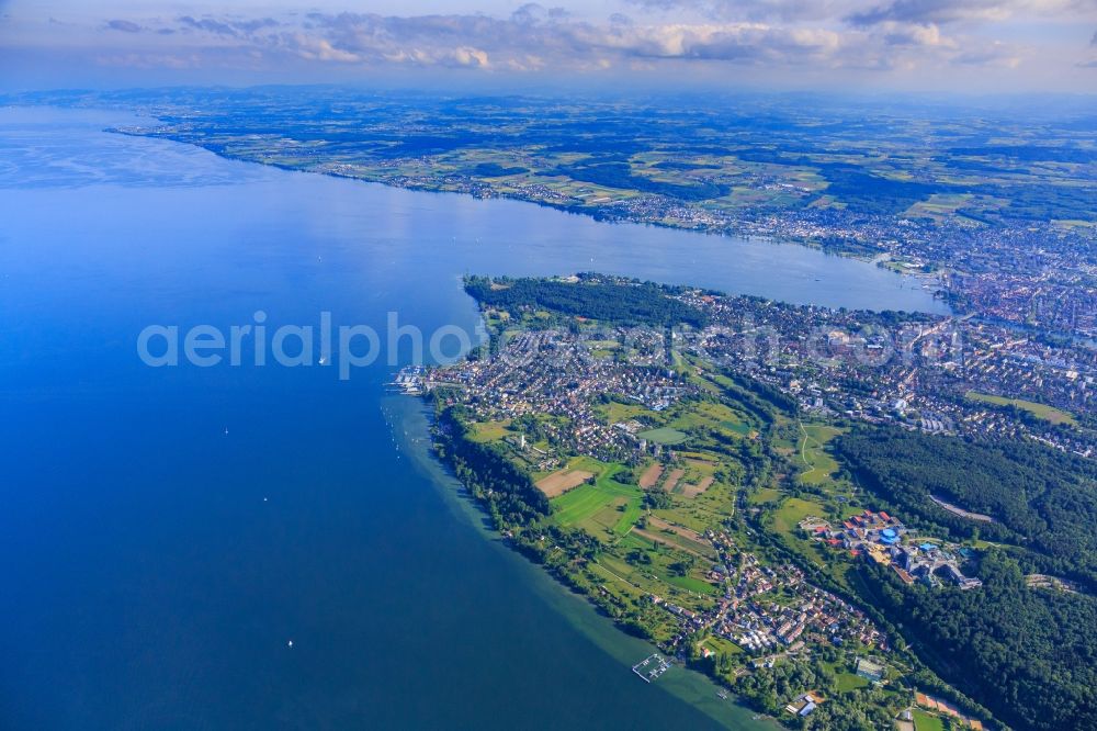 Konstanz from above - Village on the banks of the area of Lake of Constance in the district Staad in Konstanz in the state Baden-Wurttemberg, Germany