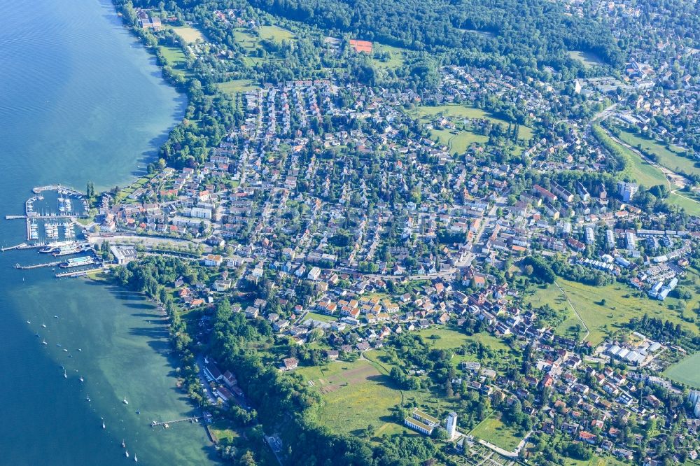 Aerial image Konstanz - Village on the banks of the area of Lake of Constance in the district Staad in Konstanz in the state Baden-Wurttemberg, Germany