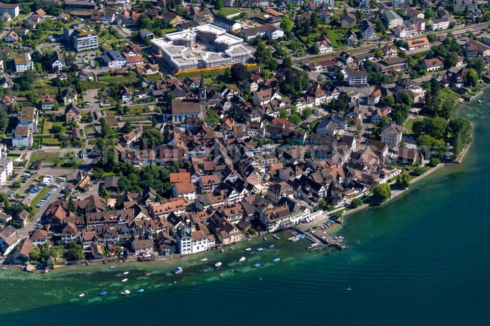 Aerial photograph Steckborn - Village on the banks of the area lake of Bodensee with Schiffsanlegestelle in Steckborn at Bodensee in the canton Thurgau, Switzerland