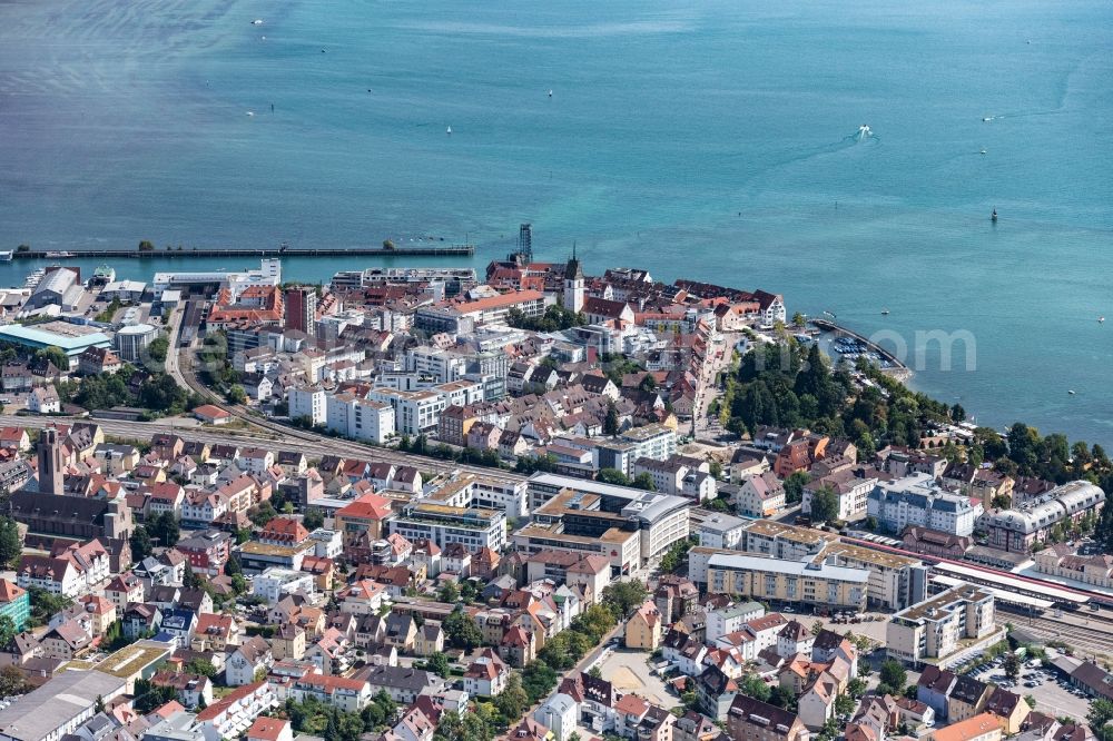 Friedrichshafen from above - Village on the banks of the area of Bodensees in Friedrichshafen in the state Baden-Wurttemberg, Germany