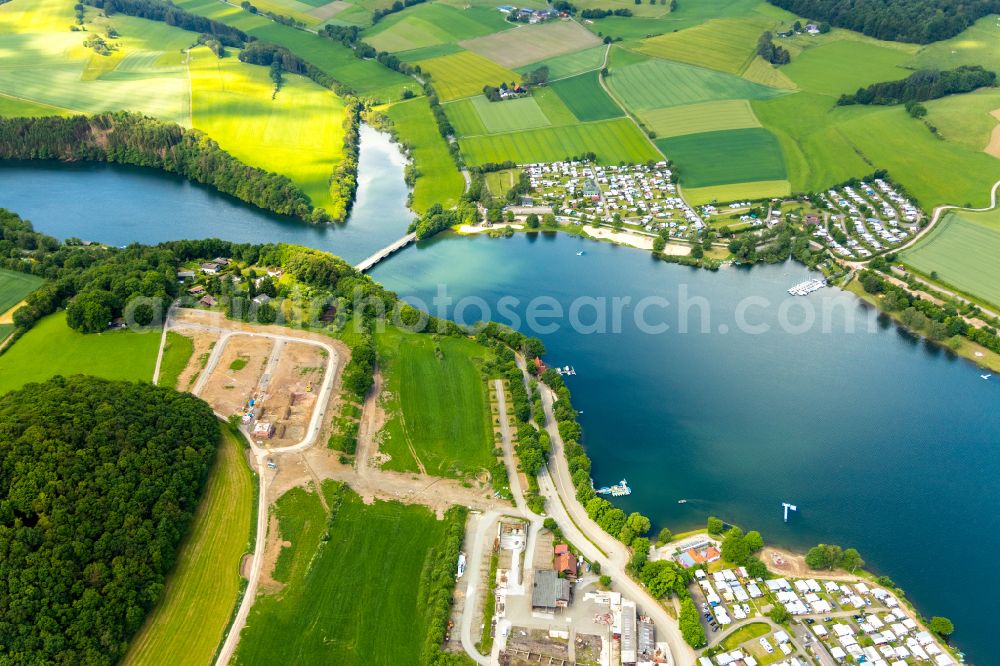 Aerial image Heringhausen - Village on the banks of the area of Diemelsee in Heringhausen in the state Hesse, Germany