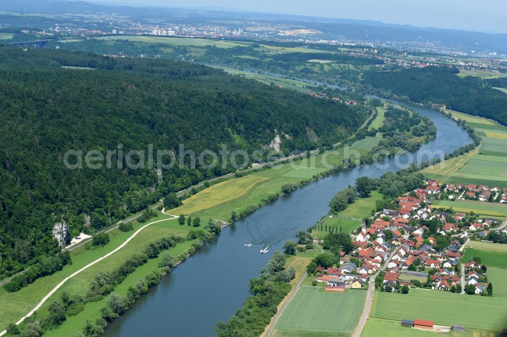 Matting from above - Village on the banks of the area Danube - river course in Matting in the state Bavaria, Germany