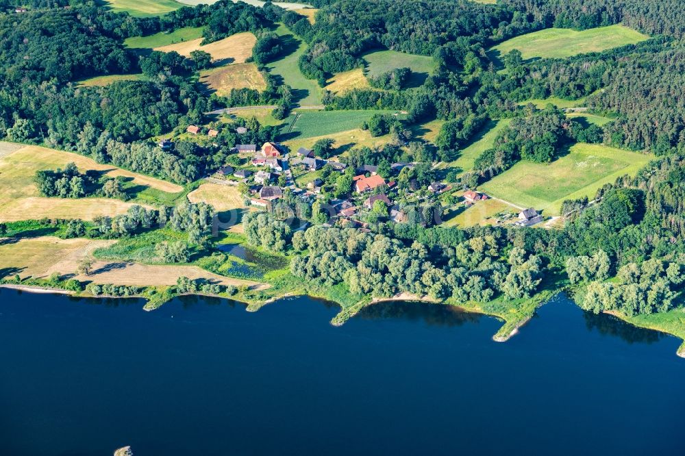 Tiesmesland from above - Village on the banks of the area Elbe - river course in Tiesmesland in the state Lower Saxony, Germany