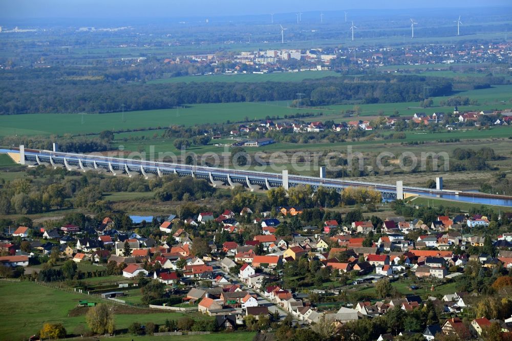 Aerial photograph Hohenwarthe - Village on the banks of the area Elbe-Havel-Kanal - river course in Hohenwarthe in the state Saxony-Anhalt, Germany