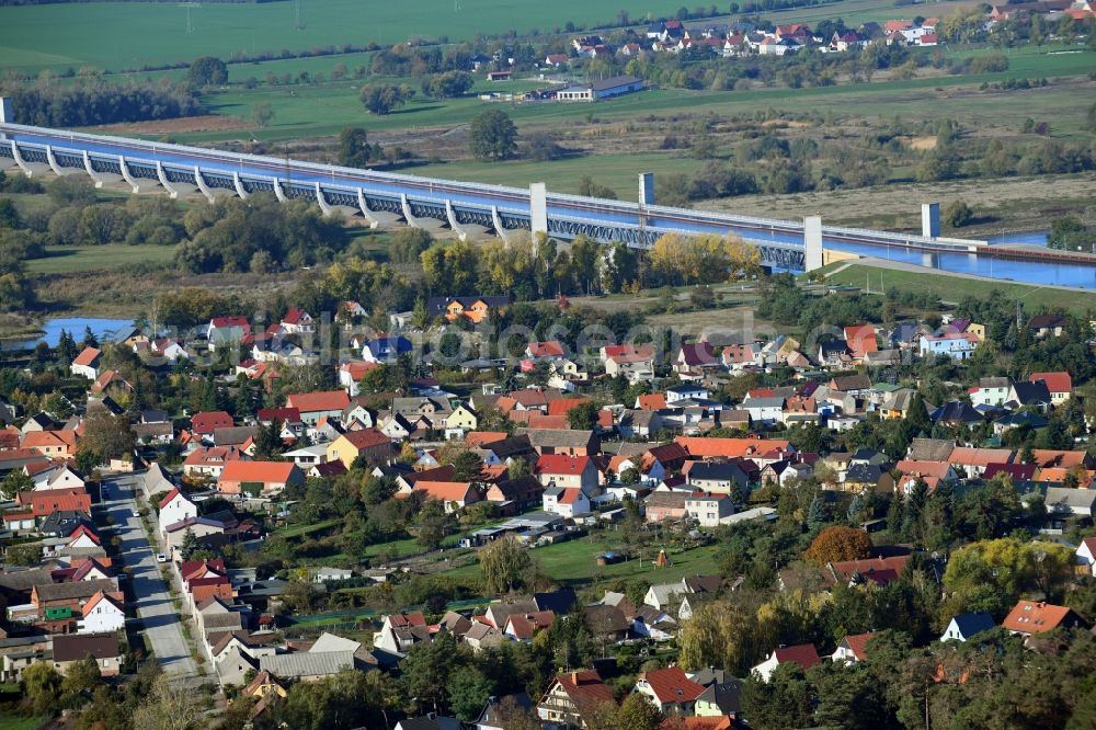 Aerial image Hohenwarthe - Village on the banks of the area Elbe-Havel-Kanal - river course in Hohenwarthe in the state Saxony-Anhalt, Germany