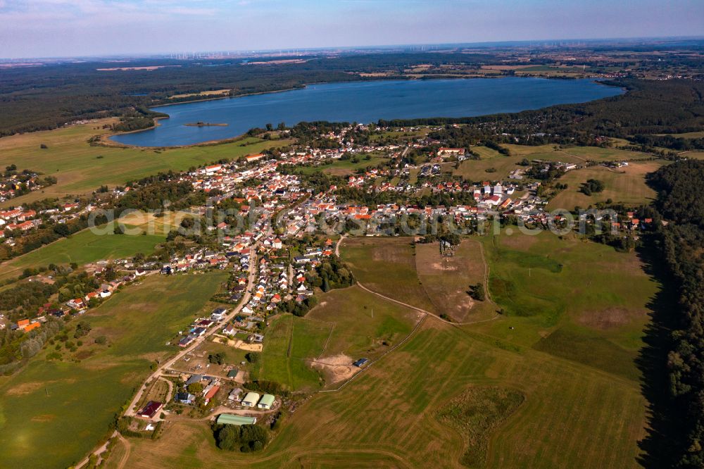 Joachimsthal from the bird's eye view: Village on the banks of the area lake of Grimnitzsee in Joachimsthal in the state Brandenburg, Germany