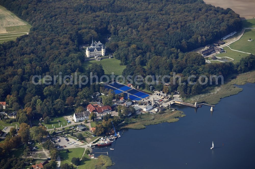 Aerial image Ralswiek - Village on the banks of the area Grosser Jasmunder Bodden in Ralswiek in the state Mecklenburg - Western Pomerania