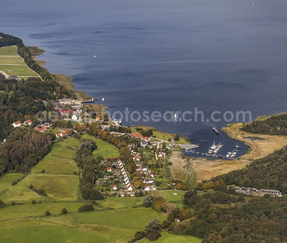 Ralswiek from above - Village on the banks of the area Grosser Jasmunder Bodden in Ralswiek in the state Mecklenburg - Western Pomerania